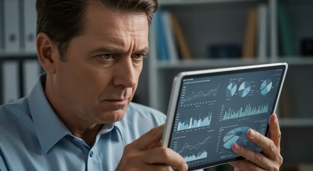 Individual reviewing financial projections for retirement planning.