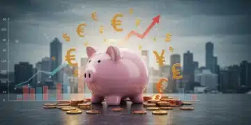 Piggy bank amidst rising inflation charts, symbolizing threat to U.S. retirement savings in 2026.