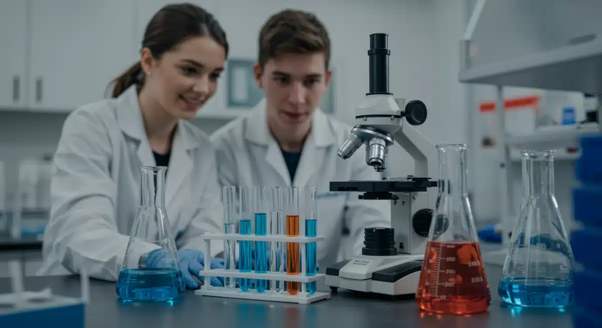 Students conducting scientific experiments in a laboratory setting