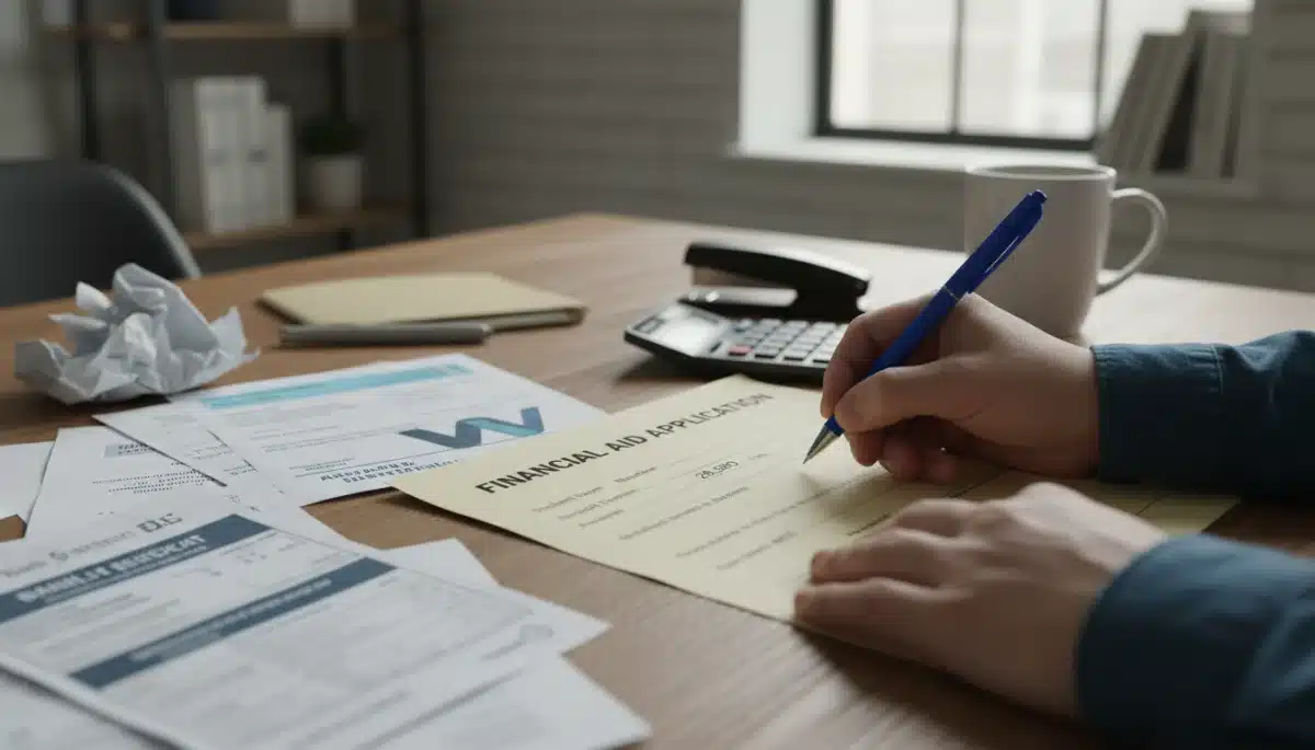Person completing LIHEAP application form for aid