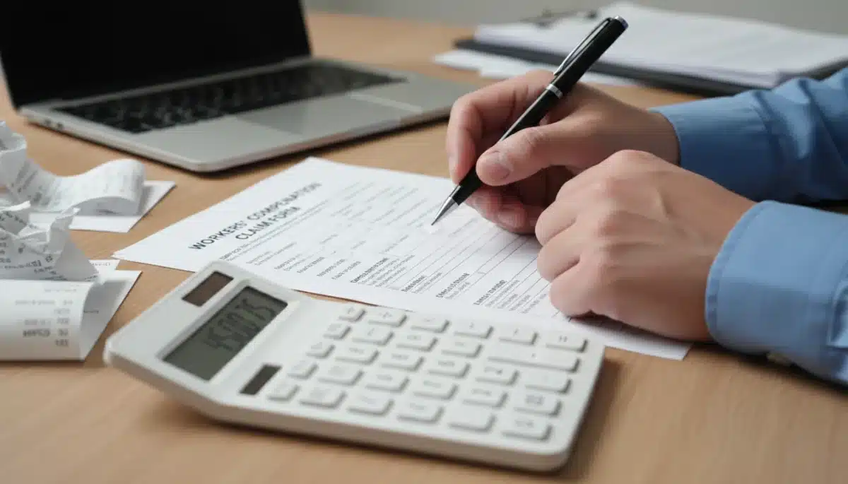 Person filling out workers' compensation claim form