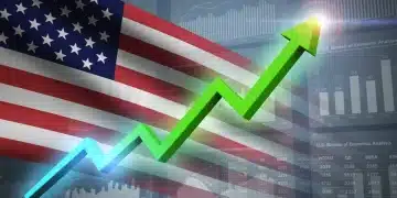 Upward trend on stock market graph, representing U.S. GDP growth in Q4 2025.