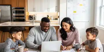 Family reviewing financial documents, planning for 2026 tax law changes in the U.S.