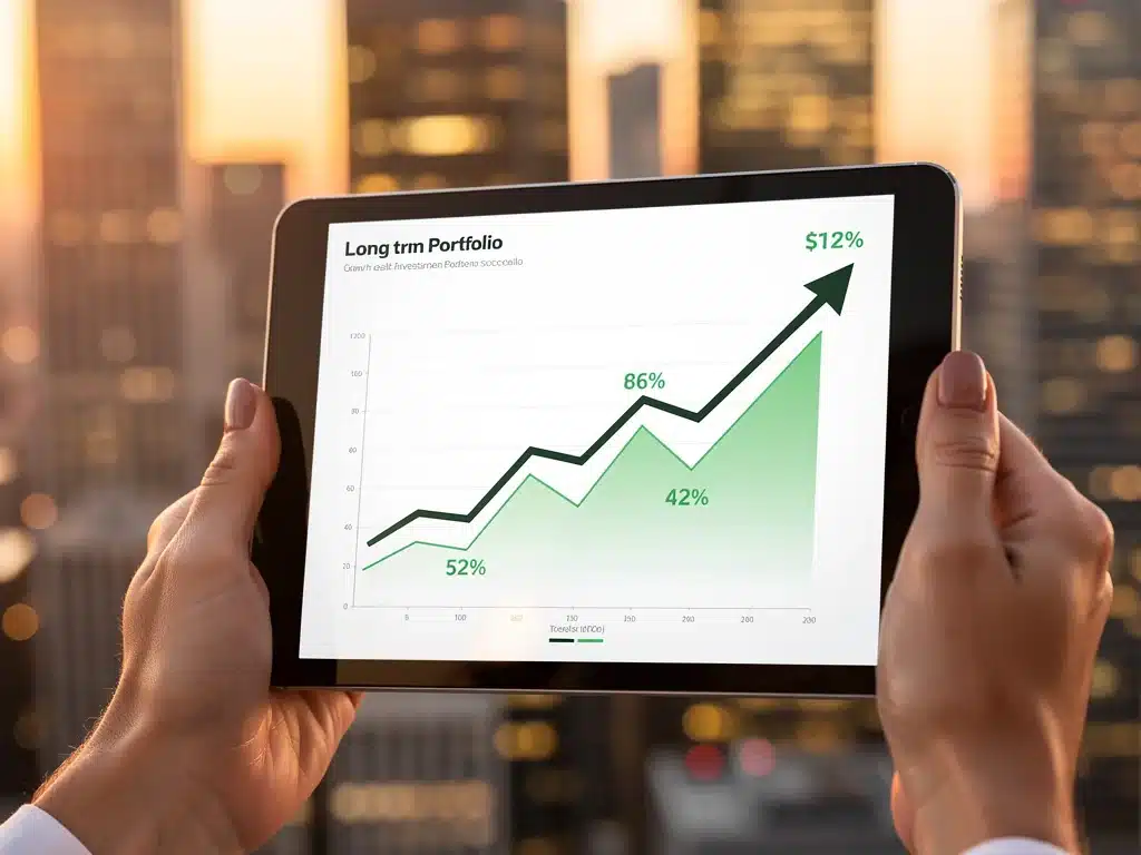 Digital chart showing wealth growth, representing successful long-term investment